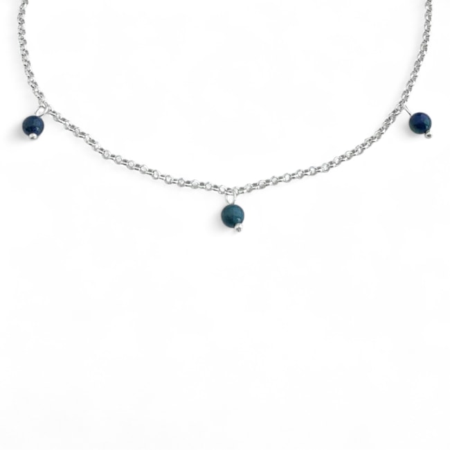 Tornozeleira com Pedras Ágata Azul Mesclada - 24cm 