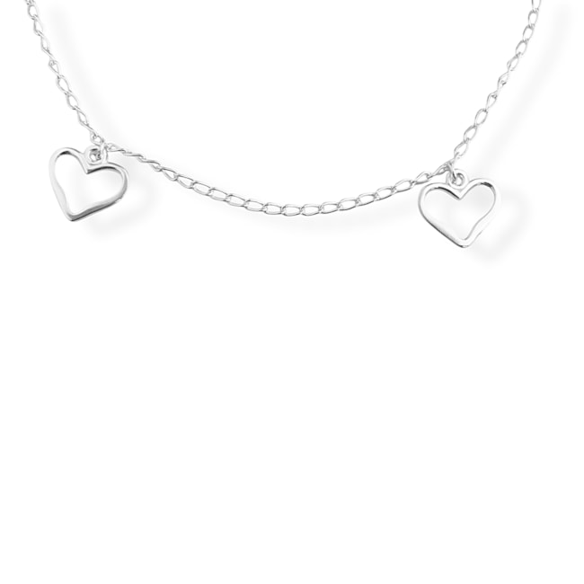 Tornozeleira com Pingentes de Coração Vazado - 23cm