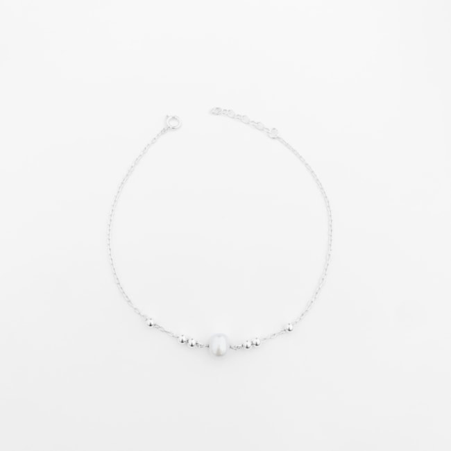 Tornozeleira de Bolinhas com Pérola – 22cm