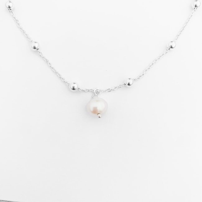 Tornozeleira de Bolinhas com Pérola – 23cm 
