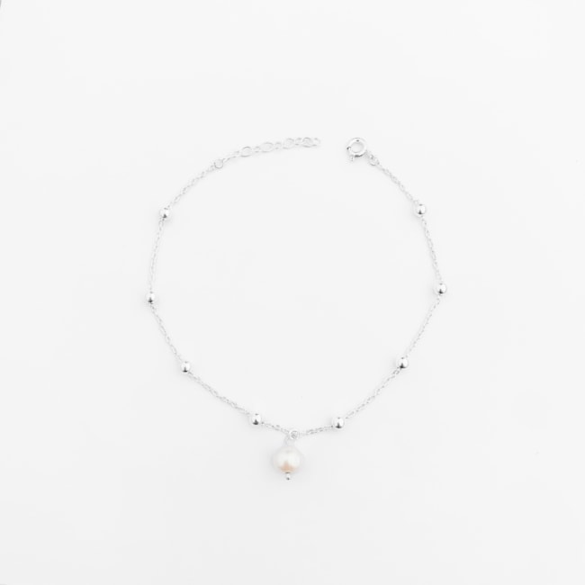 Tornozeleira de Bolinhas com Pérola – 23cm 
