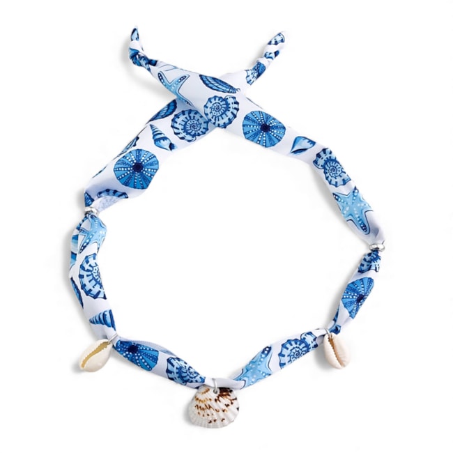 Tornozeleira de Fita Mar com Pingentes de Concha e Búzio Natural 