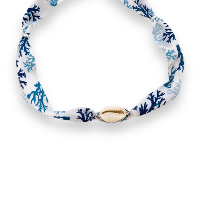 Tornozeleira de Fita Mar e Búzio Natural 