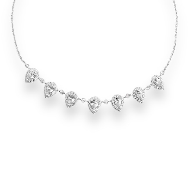 Tornozeleira de Gotas Cravejadas com Zircônia Cristal - 22cm