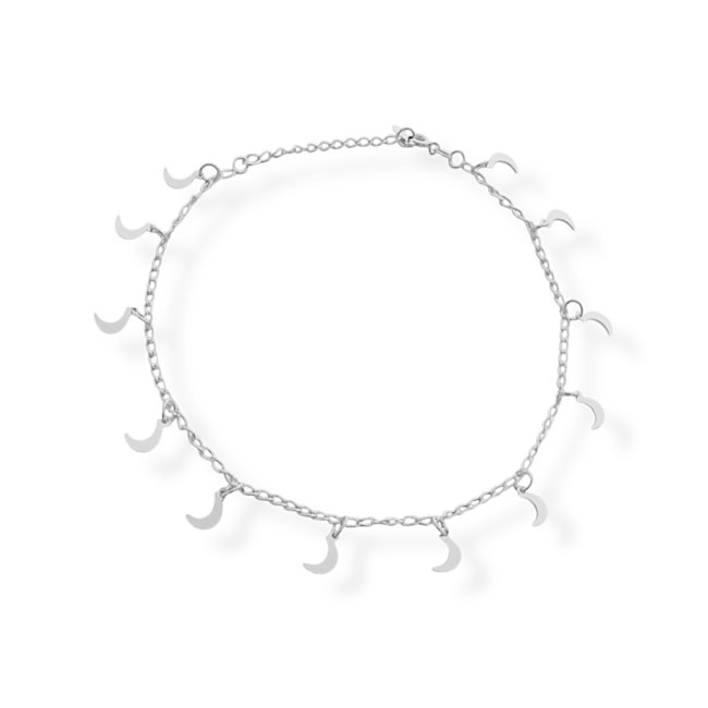 Tornozeleira Estamparia com Pingentes de Meia Lua Lisa - 24cm 