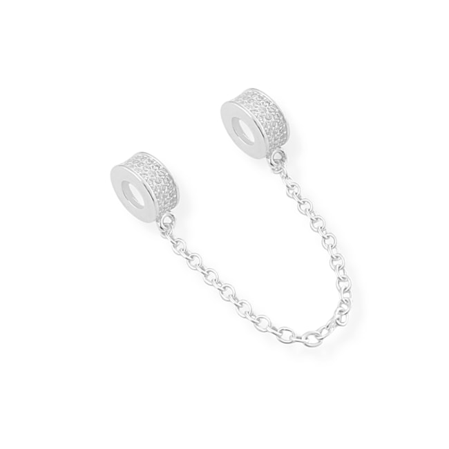 Trava para Berloques Cravejado com Zircônia Cristal e Corrente