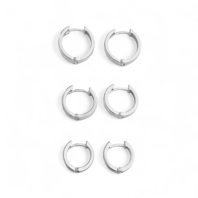 Trio de Argola Articulada Lisa fio Quadrado 