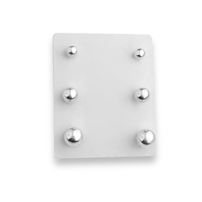 Trio de Brincos de Bolinha - 2MM, 3MM e 4MM