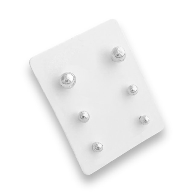 Trio de Brincos de Bolinha - 3MM, 4MM e 5MM