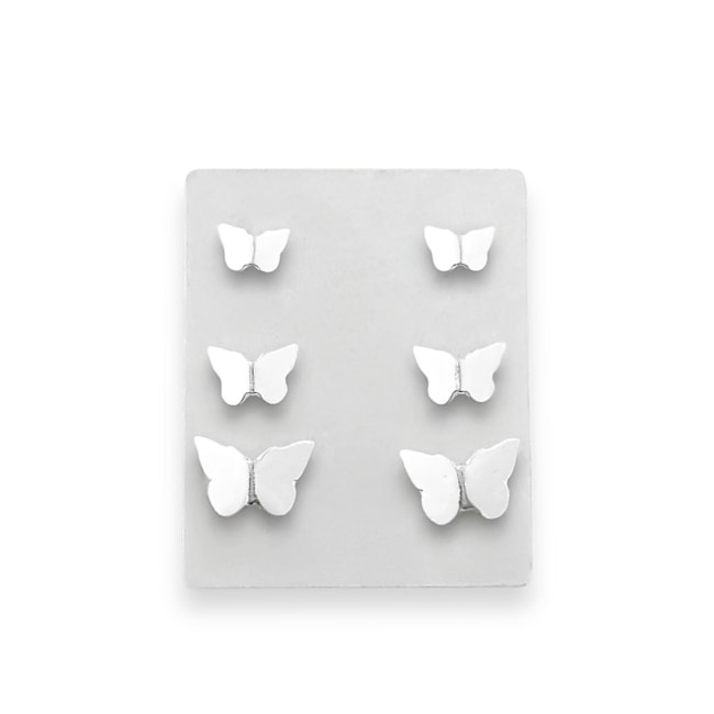 Trio de Brincos de Borboleta Liso