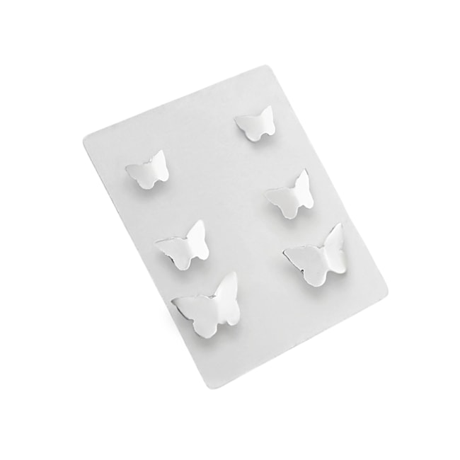 Trio de Brincos de Borboleta Liso