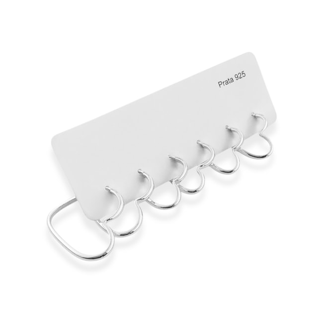 Trio de Brincos de Coração Abaulado