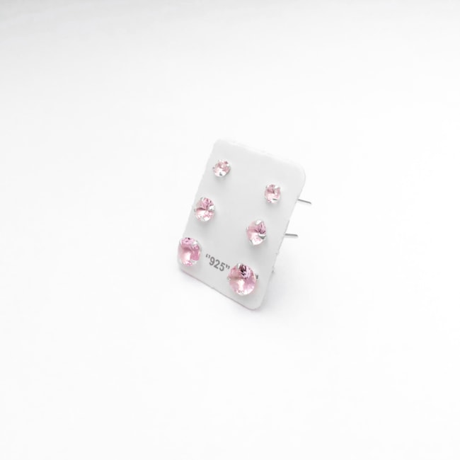 Trio de Zircônia Rosa - 3MM, 4MM E 5MM